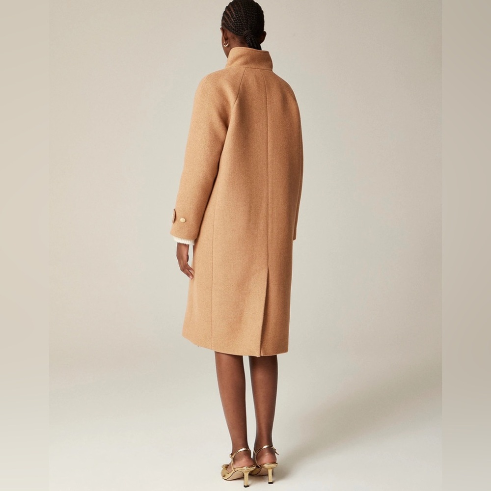 🆕 J.Crew Long Toscana Coat in NAVY Sz Petite 10 - Picture 4 of 15